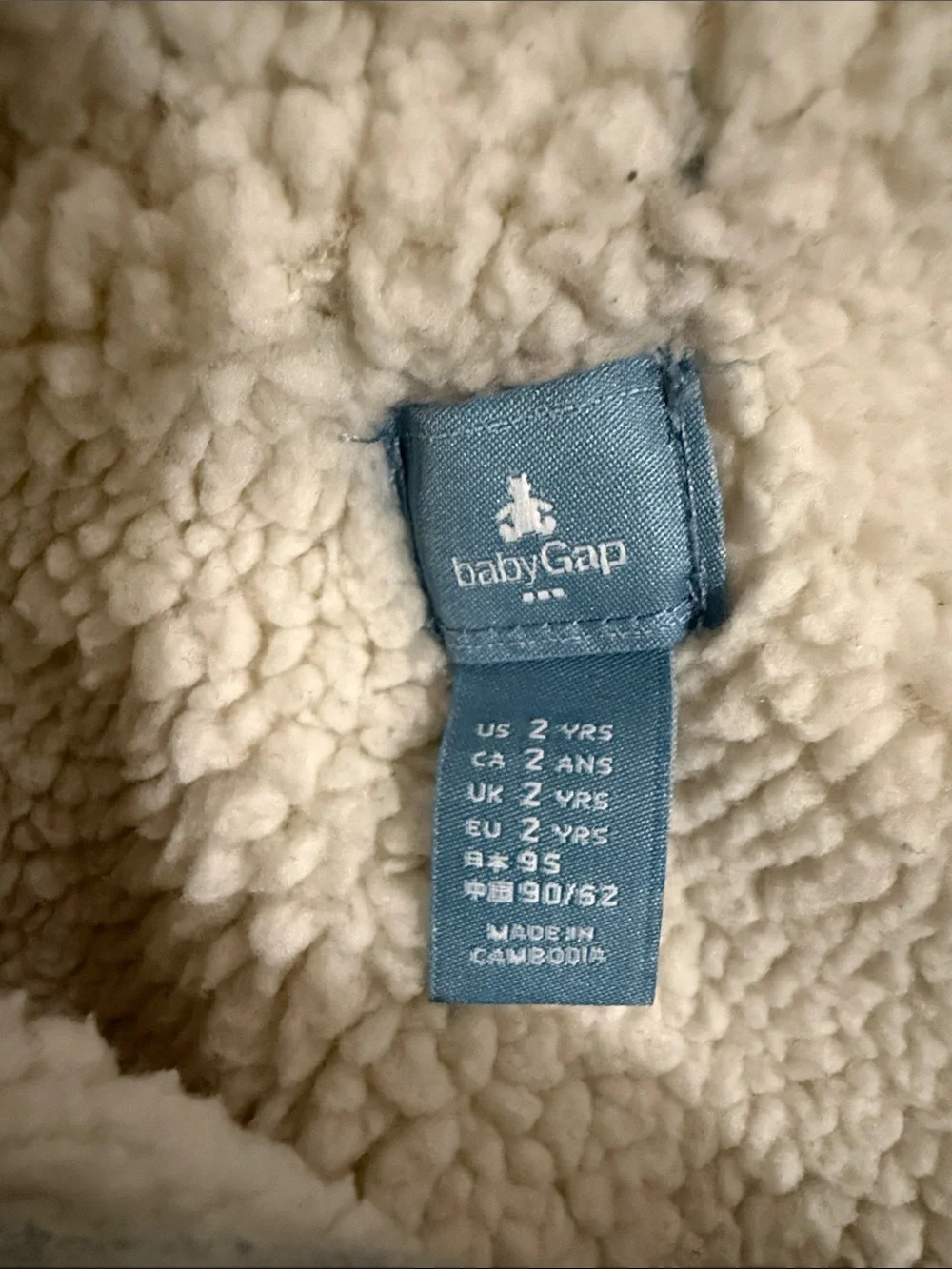 GAP Gray Hoodie with Pink Logo and Cream Sherpa Hood